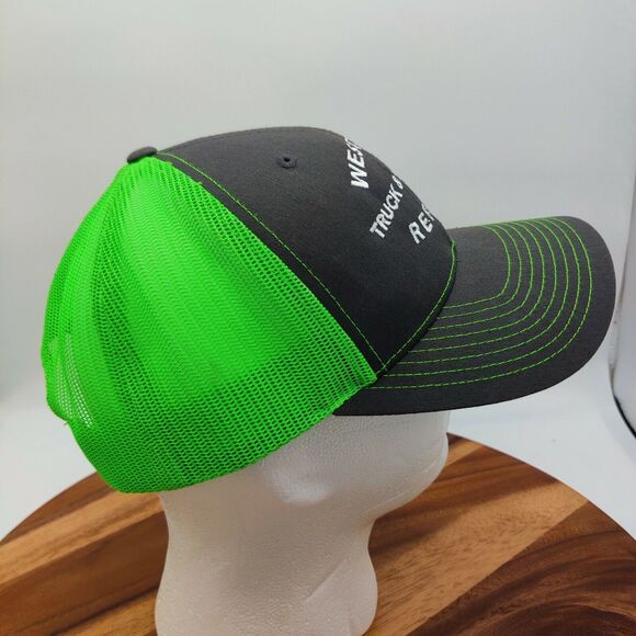 Western Truck & Tractor Pit Crew Neon Green & Gray Mesh Trucker Hat Richardson - Picture 6 of 8